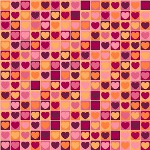 Coloured Hearts Checkered Valentine's Day