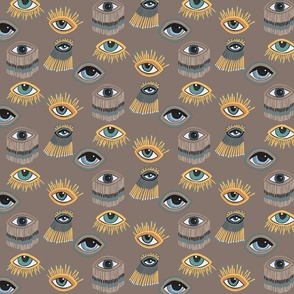 Evil Eyes on taupe
