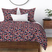 Dominos large scale navy red by Pippa Shaw