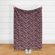 Dominos large scale navy red by Pippa Shaw