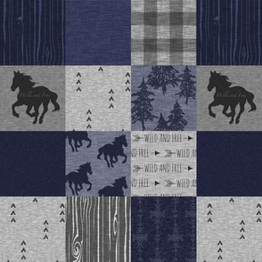 4.5” horse patchwork- navy/grey