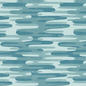 Super Wavy Stripe - large horizontal ripples- blue