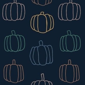 Multicolored Pumpkin Outline on Midnight Blue