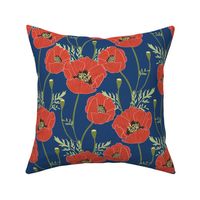 Red and Navy Blue Poppy