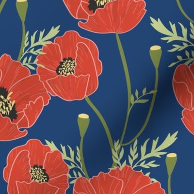 Red and Navy Blue Poppy