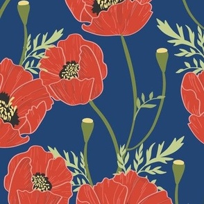 Red and Navy Blue Poppy