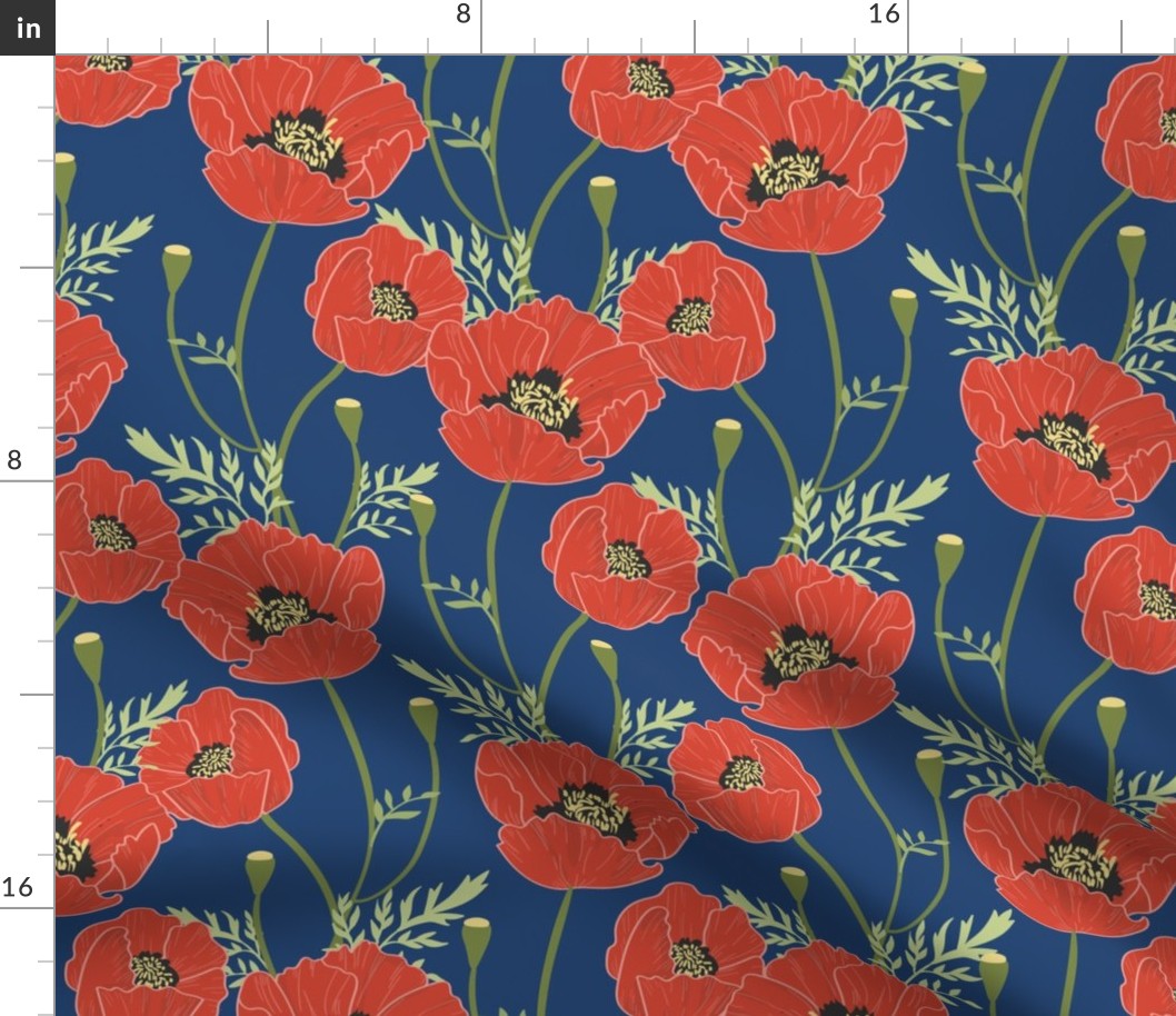 Red and Navy Blue Poppy