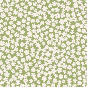 Green and Off-white Retro Mini Floral