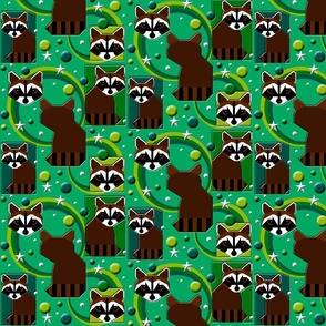 Retro Raccoons on Tantalizing Teal
