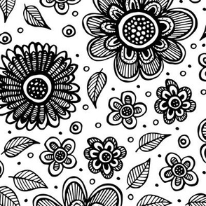 Floral Explosion (Black and White)