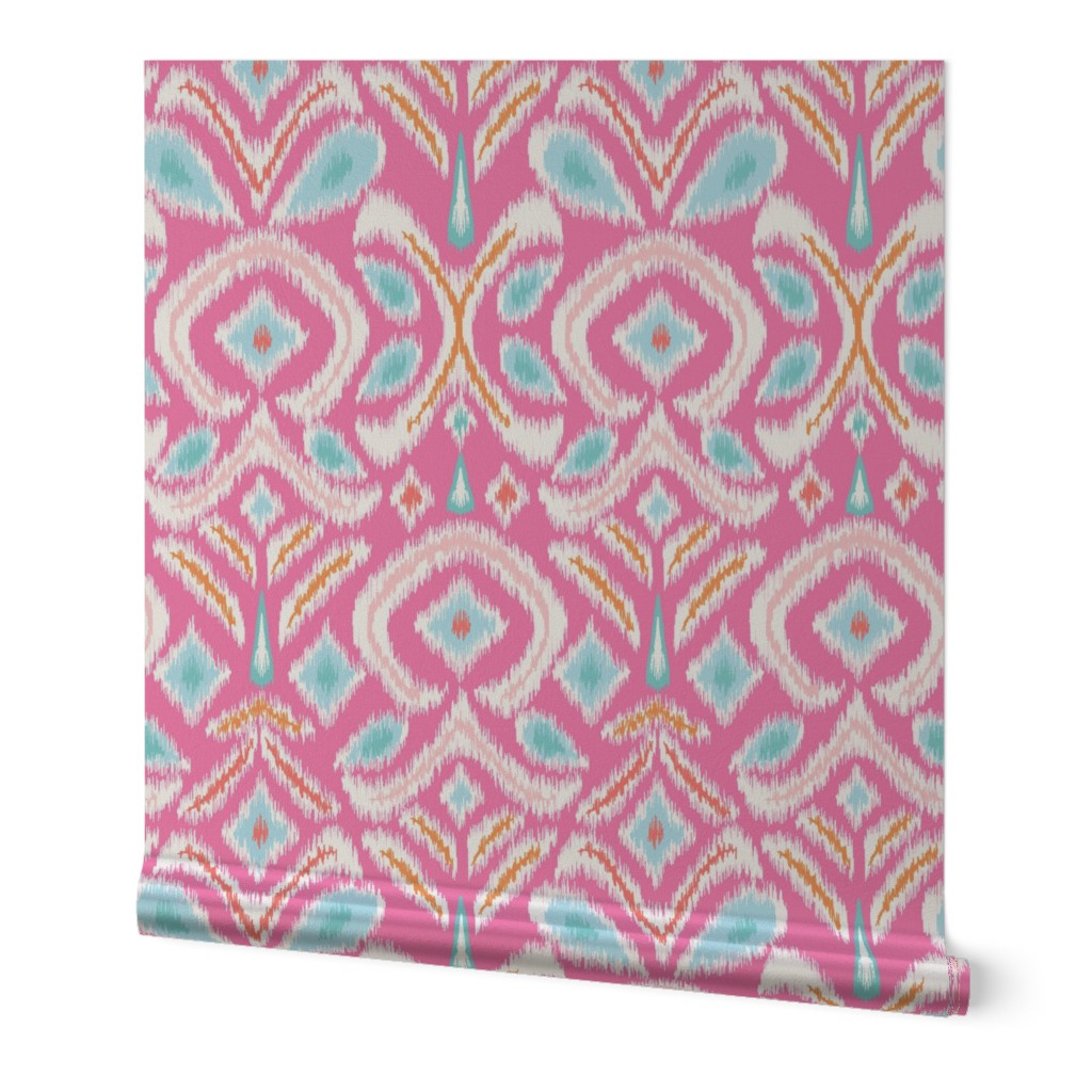 ikat flower NEW/hot pink with orange/jumbo