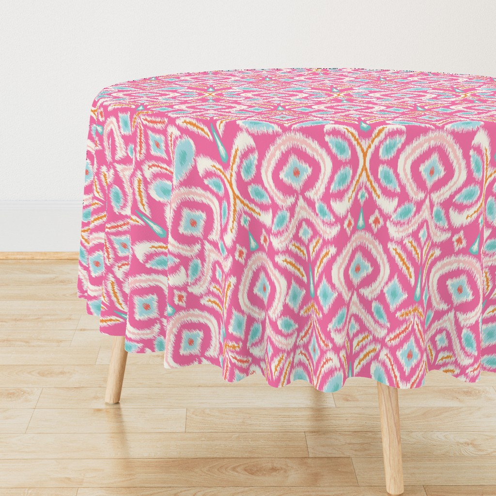 ikat flower NEW/hot pink with orange/jumbo