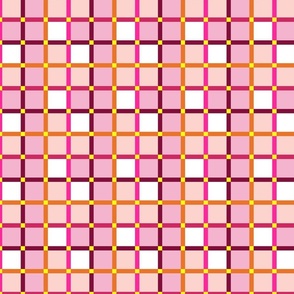 windowpane check pink orange