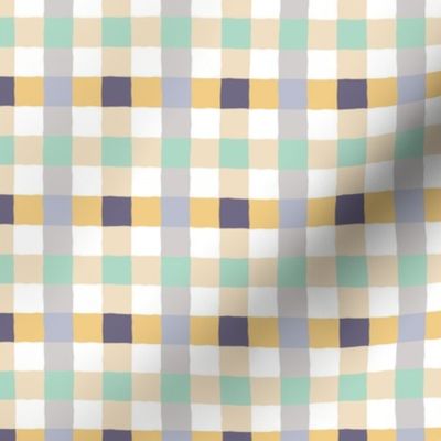 irregular gingham beige, yellow and violet | small