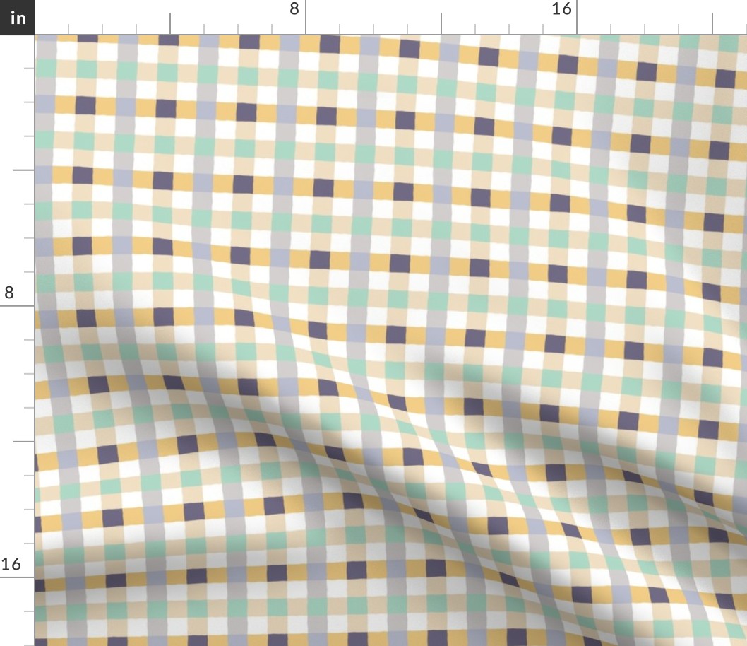 irregular gingham beige, yellow and violet | small