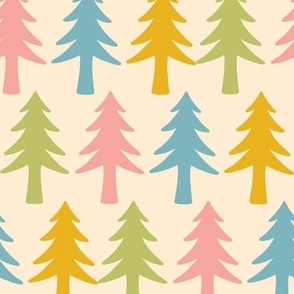 Multicolor Pine Trees - Cream