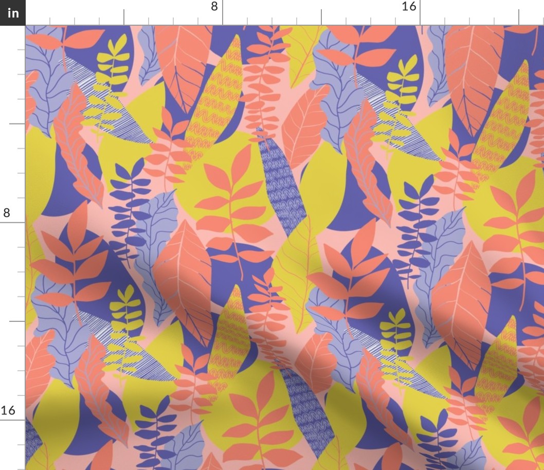Abstract Botanical Pattern Pink Colourway1