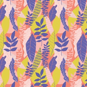 Abstract Botanical Pattern Pink Colourway 2