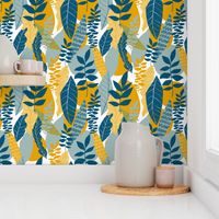 Abstract Botanical Pattern Teal Colourway 1