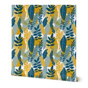 Abstract Botanical Pattern Teal Colourway 1