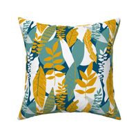 Abstract Botanical Pattern Teal Colourway 2