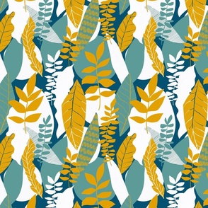 Abstract Botanical Pattern Teal Colourway 2