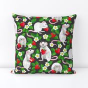 Rats Love Strawberries - dark grey, large