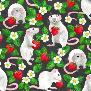 Rats Love Strawberries - dark grey, large