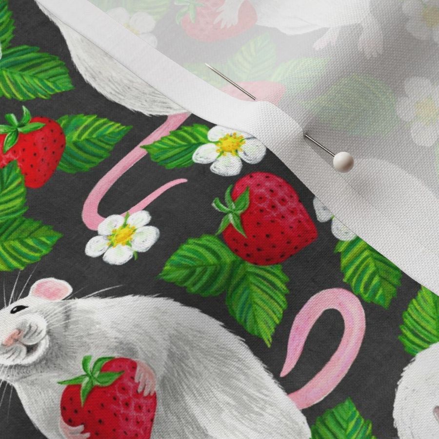 Rats Love Strawberries - dark grey, medium