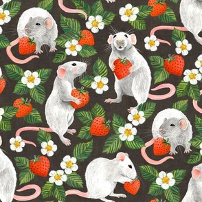 Rats Love Strawberries - dark brown, large