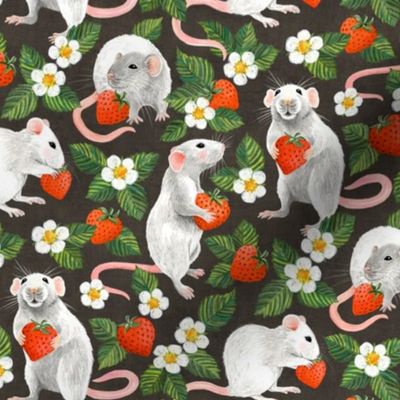 Rats Love Strawberries - dark brown, medium