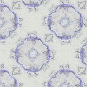 6" medieval quiet rosace quatrefoil periwinkle blue ecru canvas PSMGE
