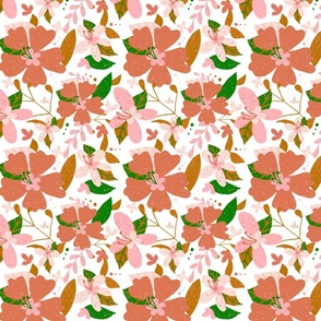 Autumn Floral Pattern with Tans, Pinks, and Greens