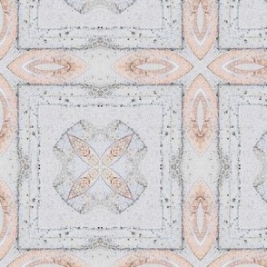 6" medieval quiet tile coral ecru canvas PSMGE