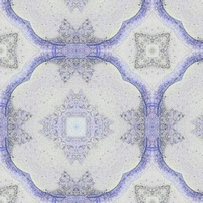 6" medieval quiet tile quatrefoil rosace periwinkle blue ecru canvas PSMGE