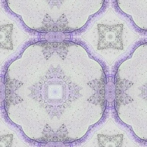 6" medieval quiet tile quatrefoil rosace purple ecru canvas PSMGE