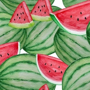 watermelon overlapping white