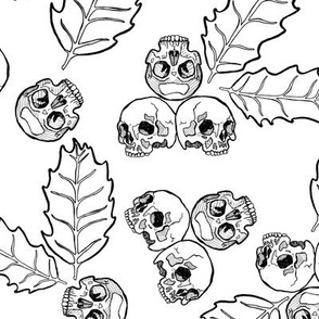 Skull Holly Black and White