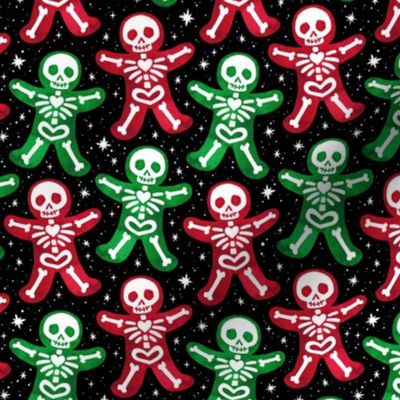 Gingerdead Men - Spooky Gingerbread Skeletons - Red and Green