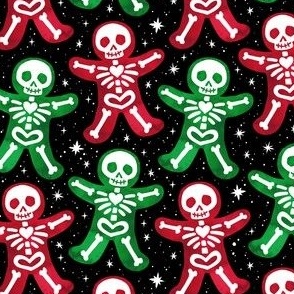 Gingerdead Men - Spooky Gingerbread Skeletons - Red and Green