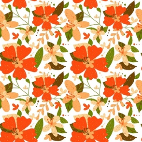 Autumn Floral with Orange, Peach, and Green