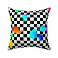 Spray Graffiti Check Rainbow Gradient Retro