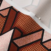 3D Argyle in red orange patterns