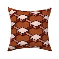 3D Argyle in red orange patterns