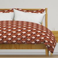 3D Argyle in red orange patterns