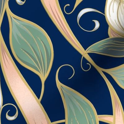Art Nouveau Serene Blossom | Deep Blue #032654