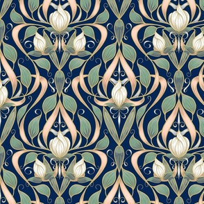 Art Nouveau Serene Blossom | Small | Deep Blue #032654