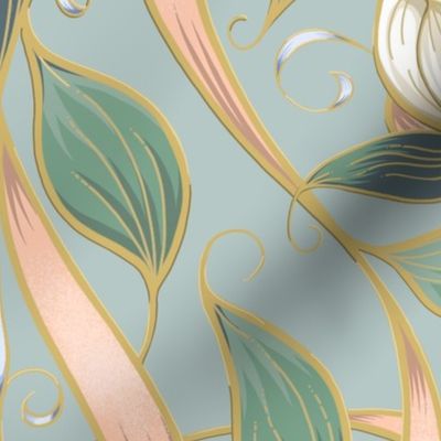 Art Nouveau Serene Blossom | Soft Mint Green #B6C8C5