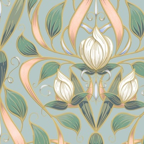 Art Nouveau Serene Blossom | Soft Mint Green #B6C8C5