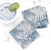 Sea shells japanese waves blue pattern